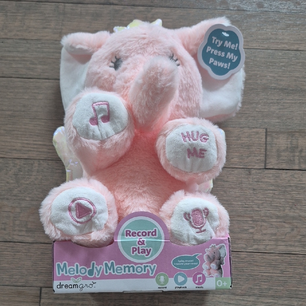Pink Elephant Record And Play Plush Toy New